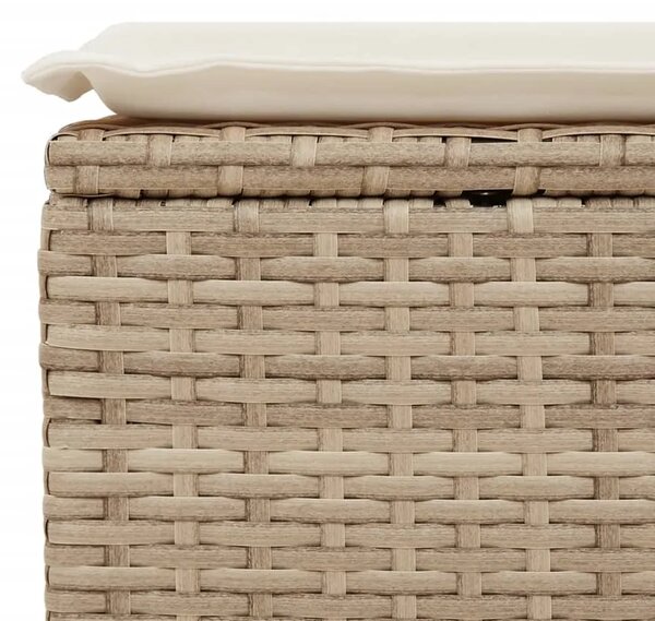Vrtni tabure s jastukom bež 55 x 55 x 37 cm od poliratana - bež i krem 1 bez spremišta Bež i krem