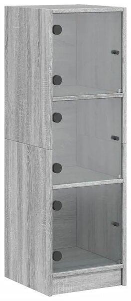 Visoka komoda sa staklenim vratima boja hrasta 35 x 37 x 109 cm - Sivi hrast sonoma 1 Sivi hrast sonoma