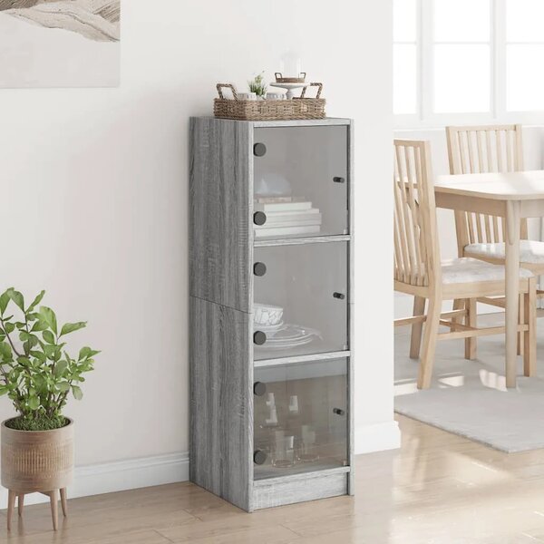 Visoka komoda sa staklenim vratima boja hrasta 35 x 37 x 109 cm - Sivi hrast sonoma 1 Sivi hrast sonoma