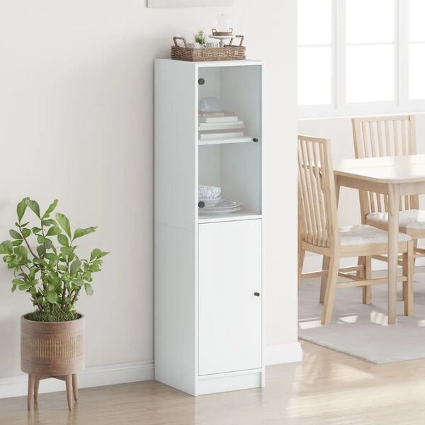 Visoka komoda sa staklenim vratima bijela 35 x 37 x 142 cm - Bijela 1 Bijela