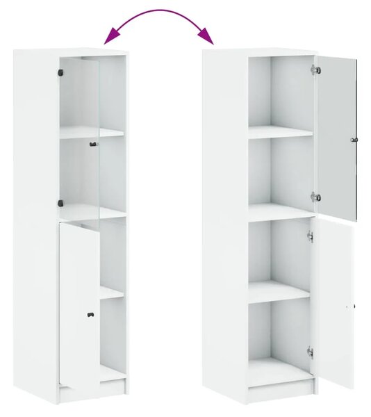 Visoka komoda sa staklenim vratima bijela 35 x 37 x 142 cm - Bijela 1 Bijela