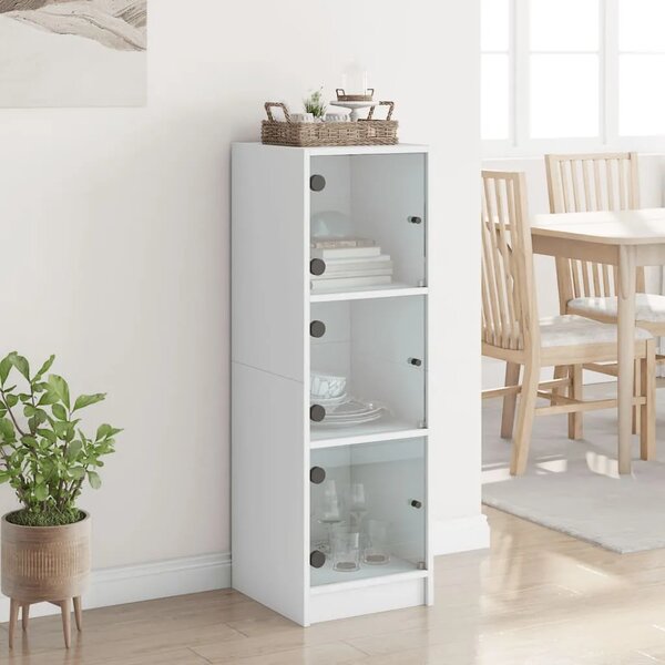 Visoka komoda sa staklenim vratima bijela 35 x 37 x 109 cm - Bijela 1 Bijela