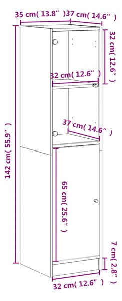 Visoka komoda sa staklenim vratima bijela 35 x 37 x 142 cm - Bijela 1 Bijela