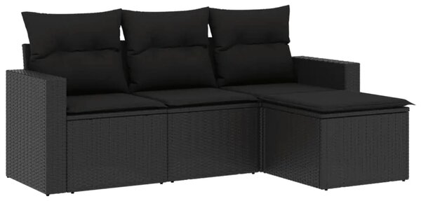 Vrtna garnitura - 4-dijelni set vrtnih sofa od poliratana s jastucima crni - Crna 1 Bez stola Crna
