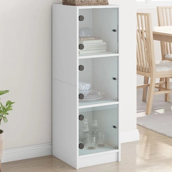 Visoka komoda sa staklenim vratima bijela 35 x 37 x 109 cm - Bijela 1 Bijela