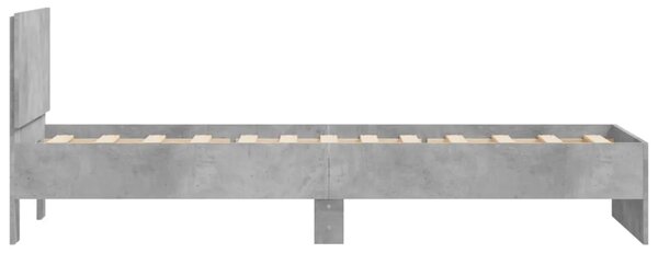Okvir kreveta s uzglavljem siva boja betona 90x200 cm drveni - Beton siva 90 x 200 cm Beton siva 90 x 200 cm