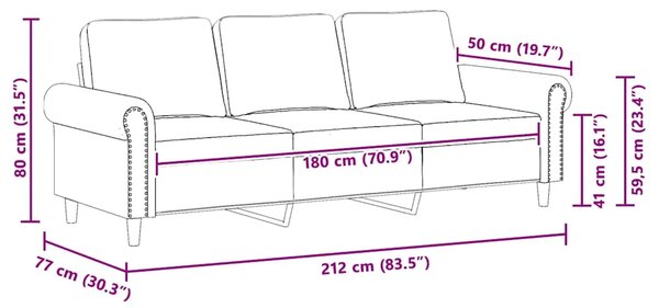 Trosjed tamnosivi 180 cm baršunasti - Tamno siva 1 180 cm Tamno siva
