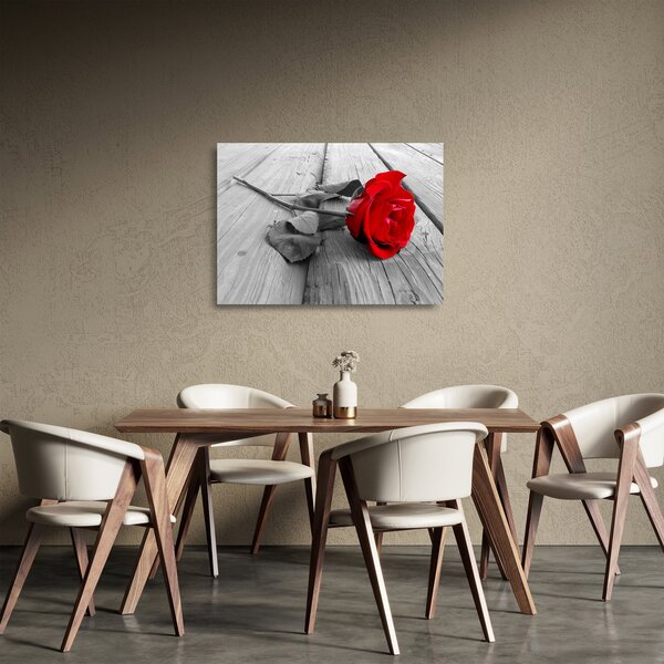 Staklena slika crvene ruže (70x50 cm)