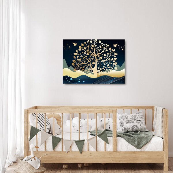 Staklena slika zlatnog stabla (70x50 cm)