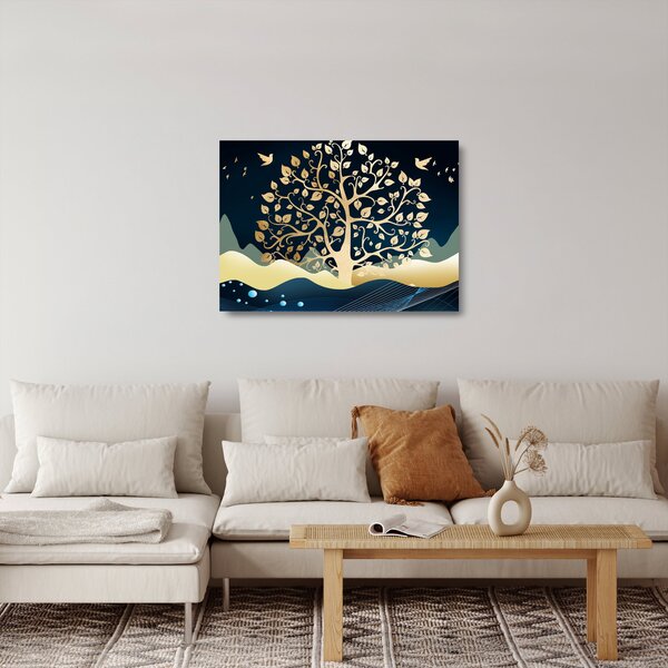 Staklena slika zlatnog stabla (70x50 cm)