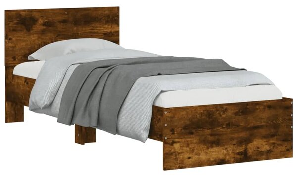 Okvir kreveta bez madraca s uzglavljem boja hrasta 90x190 cm - Dimljeni hrast 90 x 190 cm Dimljeni hrast 90 x 190 cm