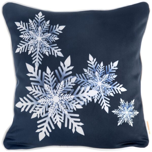 Plava božićna jastučnica ukrašena pahuljicama Šířka: 60 cm | Délka: 60 cm