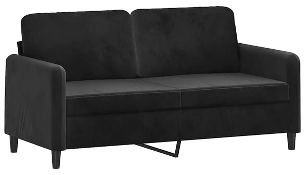 2-dijelni set sofa crni baršunasti - Crna 1 s jastučićima Crna