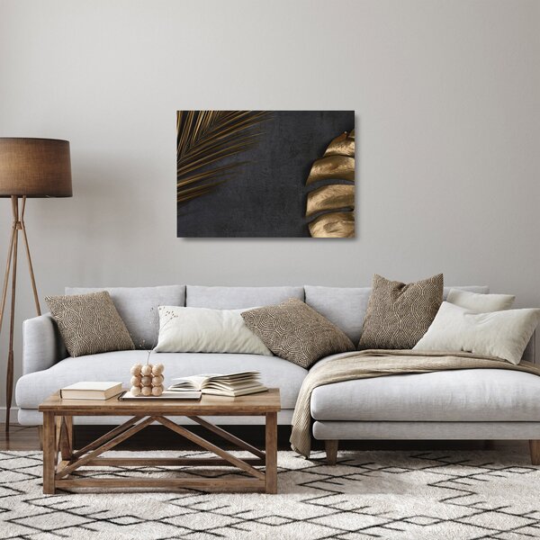 Staklena slika sa zlatnim lišćem (70x50 cm)