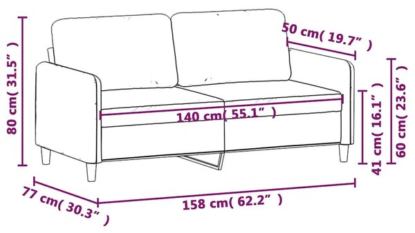Dvosjed smeđi 140 cm baršunasti - Smeđa 1 140 cm Smeđa