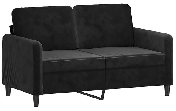 2-dijelni set sofa crni baršunasti - Crna 1 s jastučićima Crna