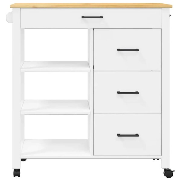 Kuhinjska kolica MONZA 84 x 40 x 88 5 cm bijela od masivne borovine - Bijela Bijela