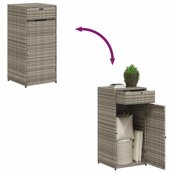 Vrtni ormarić za pohranu sivi 55x55x111 cm od poliratana - Siva 55 x 55 x 111 cm Siva 55 x 55 x 111 cm