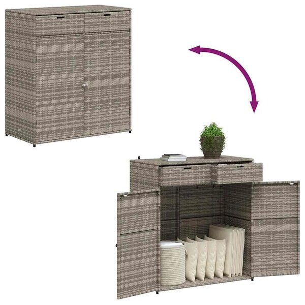 Vrtni ormarić za pohranu sivi 105 x 55 x 113 cm od poliratana - Siva 105 x 55 x 113 cm Siva 105 x 55 x 113 cm
