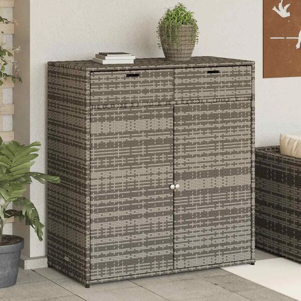 Vrtni ormarić za pohranu sivi 105 x 55 x 113 cm od poliratana - Siva 105 x 55 x 113 cm Siva 105 x 55 x 113 cm