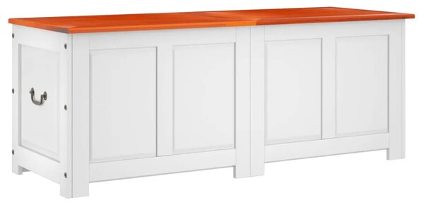 Škrinja za pohranu s poklopcem smeđe-bijela od masivnog bagrema - Smeđa i bijela 150 x 55 x 57 cm 1 Smeđa i bijela