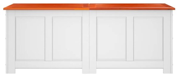 Škrinja za pohranu s poklopcem smeđe-bijela od masivnog bagrema - Smeđa i bijela 150 x 55 x 57 cm 1 Smeđa i bijela