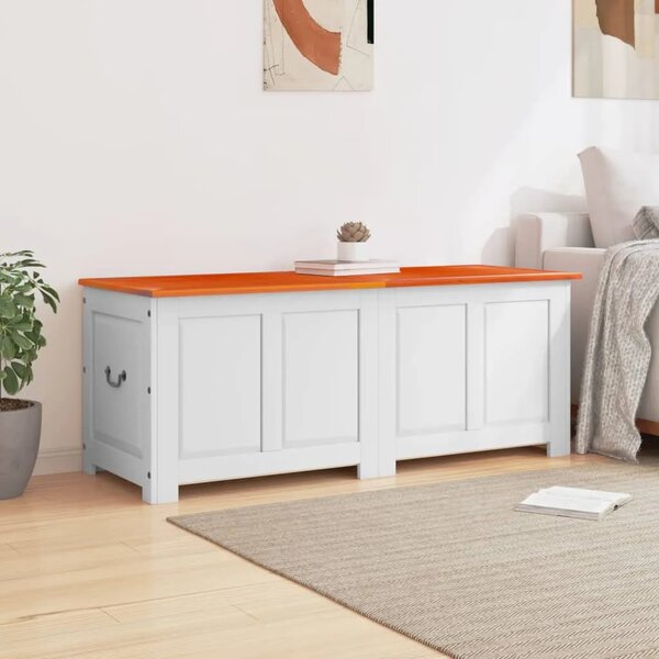 Škrinja za pohranu s poklopcem smeđe-bijela od masivnog bagrema - Smeđa i bijela 150 x 55 x 57 cm 1 Smeđa i bijela