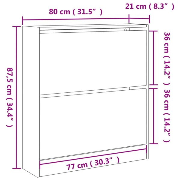 Ormarić za cipele bijeli 80x21x87 5 cm od konstruiranog drva - Bijela 80 x 21 x 87.5 cm 1 1