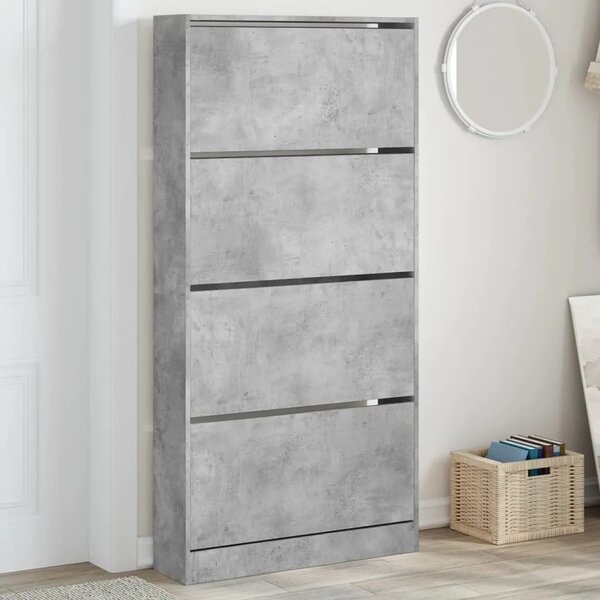Ormarić za cipele s 4 ladice siva boja betona 80x21x163 5 cm - Beton siva 80 x 21 x 163.5 cm 1 1