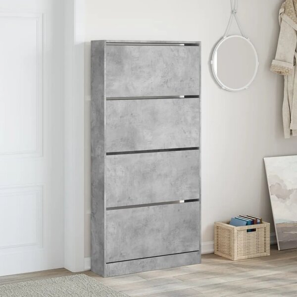Ormarić za cipele s 4 ladice siva boja betona 80x21x163 5 cm - Beton siva 80 x 21 x 163.5 cm 1 1
