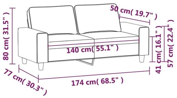 Dvosjed od tkanine smeđesivi 140 cm - Sivo-smeđa 140 cm Sivo-smeđa 140 cm