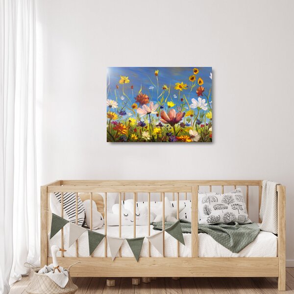 Naslikana staklena slika procvjetale livade (70x50 cm)