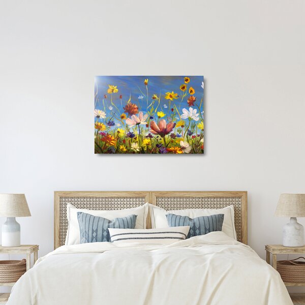 Naslikana staklena slika procvjetale livade (70x50 cm)