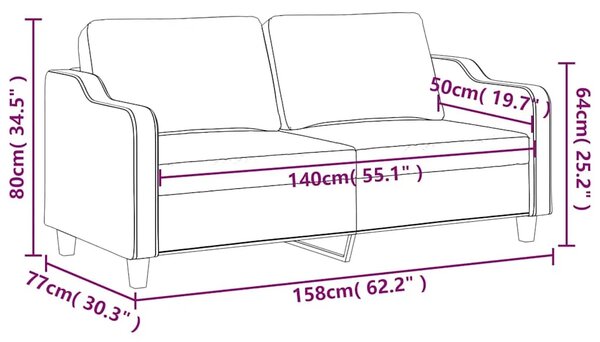 Dvosjed od tkanine crni 140 cm - Crna 1 140 cm Crna