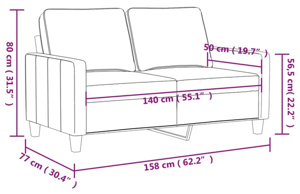Dvosjed Svjetlosiva 140 cm baršunasti - Svjetlosiva 1 140 cm Svjetlosiva