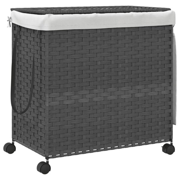Košara za rublje s kotačima siva 60 x 35 x 60 5 cm od ratana - Siva 1 Siva