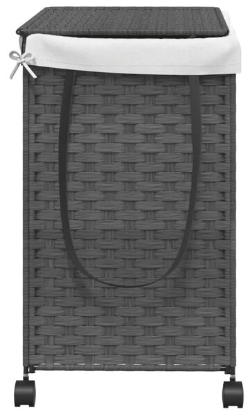 Košara za rublje s kotačima siva 60 x 35 x 60 5 cm od ratana - Siva 1 Siva