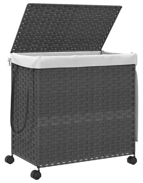 Košara za rublje s kotačima siva 60 x 35 x 60 5 cm od ratana - Siva 1 Siva