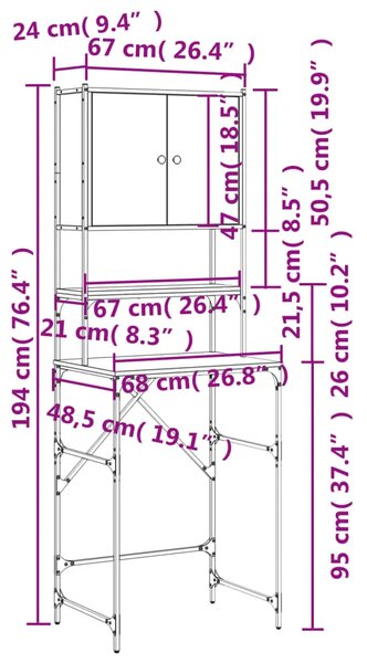 Ormarić za perilicu rublja boja hrasta sonome 68x48 5x194 cm - sonoma hrast 1 Sonoma hrast