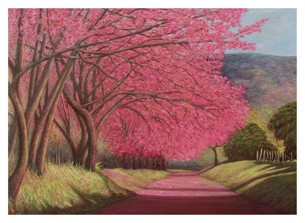 Staklena slika procvalog stabla (70x50 cm)
