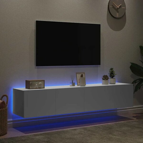 Zidni TV ormarići s LED svjetlima 2 kom bijeli 80x35x31 cm - Bijela 80 x 35 x 31 cm 2 Bijela
