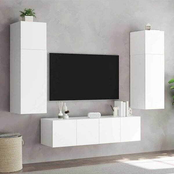 Zidni TV ormarići s LED svjetlima 2 kom bijeli 80x35x31 cm - Bijela 80 x 35 x 31 cm 2 Bijela