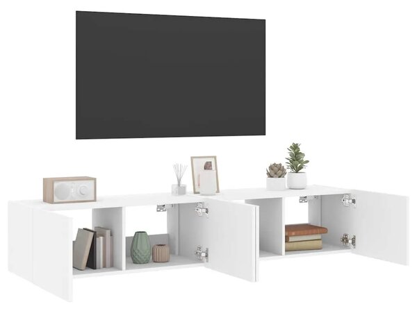 Zidni TV ormarići s LED svjetlima 2 kom bijeli 80x35x31 cm - Bijela 80 x 35 x 31 cm 2 Bijela