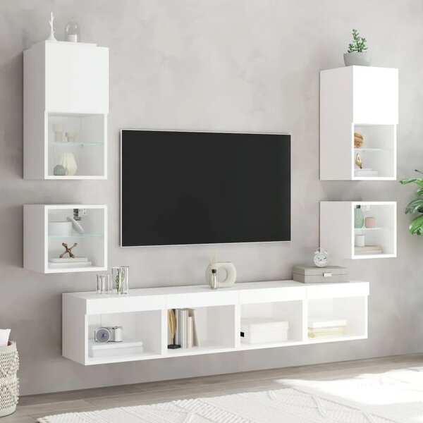 Noćni ormarić s LED svjetlima zidni bijeli - Bijela 1 40 cm Bijela