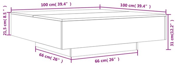 Stolić za kavu boja hrasta 100x100x31 cm konstruirano drvo - sonoma hrast 100 x 100 x 31 cm 1 Sonoma hrast