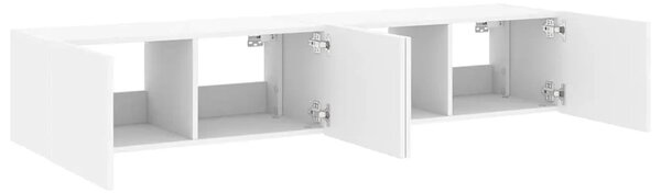 Zidni TV ormarići s LED svjetlima 2 kom bijeli 80x35x31 cm - Bijela 80 x 35 x 31 cm 2 Bijela