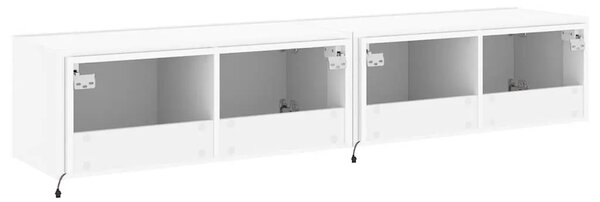 Zidni TV ormarići s LED svjetlima 2 kom bijeli 80x35x31 cm - Bijela 80 x 35 x 31 cm 2 Bijela
