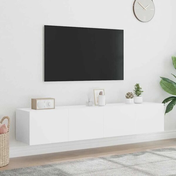 Zidni TV ormarići s LED svjetlima 2 kom bijeli 80x35x31 cm - Bijela 80 x 35 x 31 cm 2 Bijela