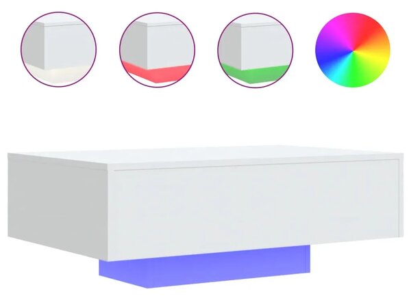 Stolić za kavu s LED svjetlima bijeli 85x55x31 cm - Bijela 85 x 55 x 31 cm 1 Bijela
