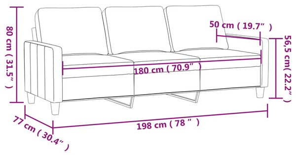 Trosjed tamnosivi 180 cm baršunasti - Tamno siva 1 180 cm Tamno siva